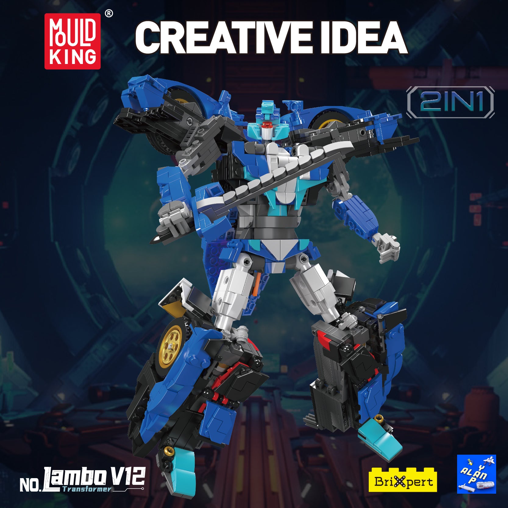 Παιχνίδι κατασκευών 2 in 1 Transformer Lambo V12, Mould King