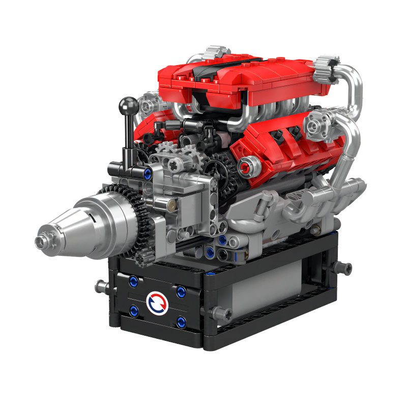 FE Κινητήρας V8, Mould King, Μαύρο Κόκκινο
