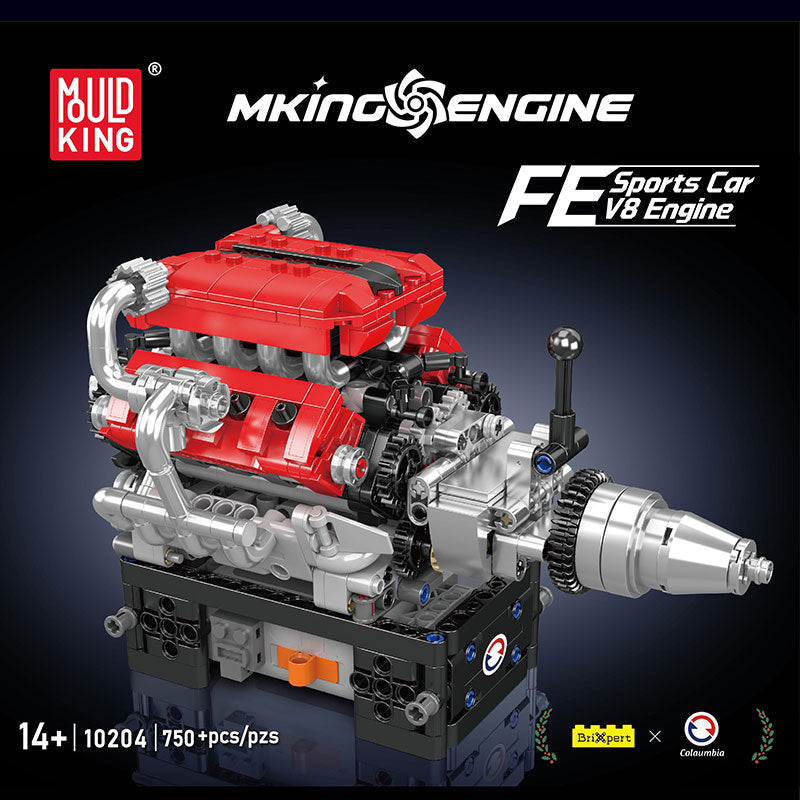 FE Κινητήρας V8, Mould King, Μαύρο Κόκκινο