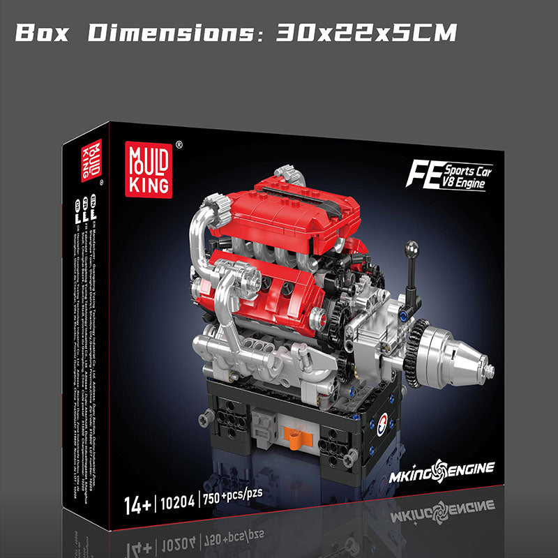 FE Κινητήρας V8, Mould King, Μαύρο Κόκκινο